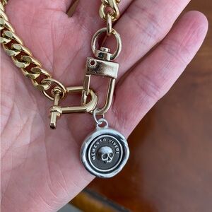 Sterling Silver Wax Seal Skull Charm Necklace ~MEMENTO VIVERE~